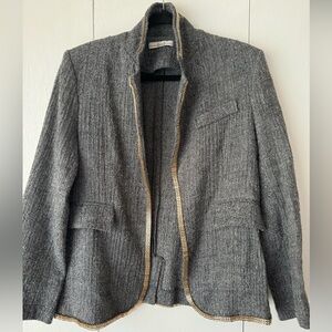 Ella Luna Chain Embellished Grey Wool Sweater Jacket Size L